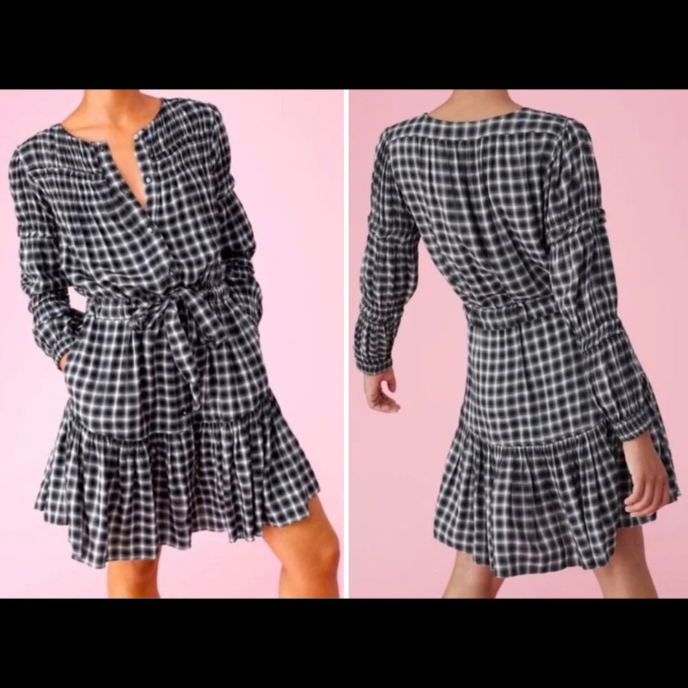 Rebecca Taylor La Vie plaid ruffle dress XS